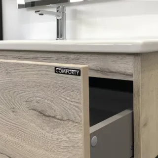 Тумба-умывальник Comforty Мальме 90 дуб дымчатый с раковиной Comforty 9090EL	