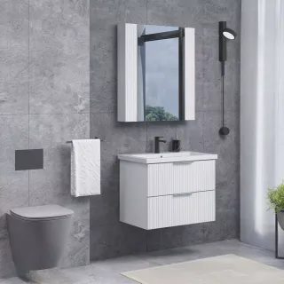 Тумба-умывальник Comforty подвесная Лима-70П2 белая матовая с раковиной Como 70