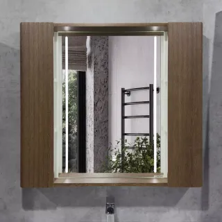 Зеркало-шкаф Comforty Ангара-90 дуб темно-коричневый с LED подсветкой и антизапотеванием