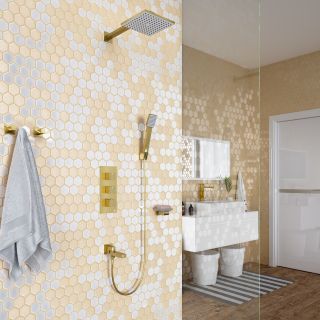 Душевая система Timo Tetra-thermo SX-0199/17SM с термостатом золото матовое