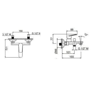 Смеситель для ванны Kerama Marazzi Nota 33080KM.21.018 хром