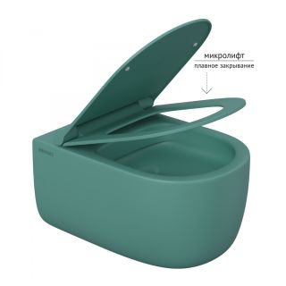 Подвесной унитаз Berges EGO XL Rimless 082141 сиденье EGO XL Slim SO тёмно-зелёный матовый