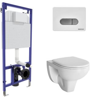 Комплект Berges 4в1 042419: инсталляция NOVUM525 кнопка D7 белая/хром унитаз Gamma сиденье микролифт