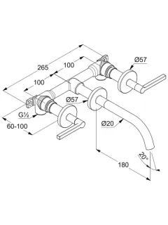 Смеситель для раковины Kludi Nova Fonte Puristic 20144N115 брашированная бронза