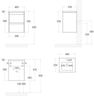 Подвесная тумба под раковину Art&Max Family 40см цемент Family-400-2C-SO-CV