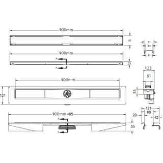 Душевой лоток Berges Wasserhaus B1 Antik 090027 90 Матовый хром