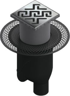 Душевой трап 99x99/50 мм матовый хром Berges Platz Antik 090060