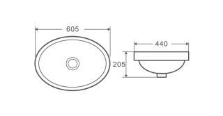 Раковина под столешницу DQ Venice белая 605*440*205мм (DT1021716)