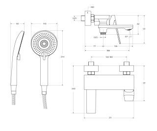 Комплект смесителей для ванной комнаты BelBagno COMFORT-VD/LS-01 хром