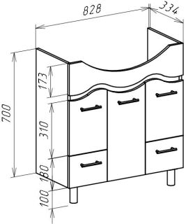 Тумба под раковину Bellezza Мари 85см бежевый 00000010142