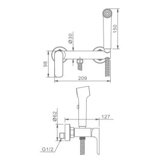 Гигиенический душ со смесителем Raglo R03.51 хром