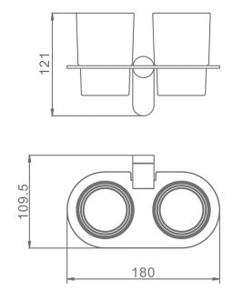 Стакан для ванной комнаты Raglo R300.08.09 двойной графит