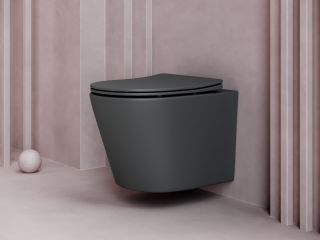 Подвесной унитаз Ceramica Nova Balearica CN6000MDH безободковый тёмный антрацит матовый