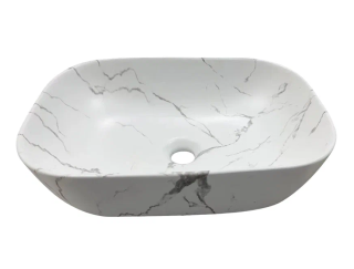 Раковина накладная Ceruttispa CR8215MMW 45см белый мрамор матовый