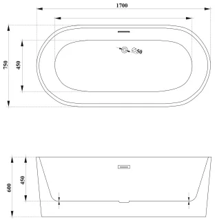 Акриловая ванна Cerutti SPA SKYE170 CT10513 отдельностоящая 170x75 см белый