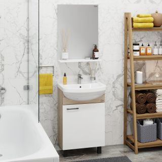 Напольная тумба под раковину Onika Эко Black 105208 52см белый/дуб сонома