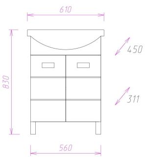 Напольная тумба под раковину Onika Балтика 106040 60см белый