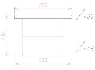 Подвесная тумба под раковину Onika Стоун 107044 70см белый/ателье светлое