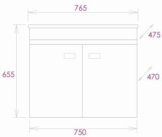 Подвесная тумба под раковину Onika Марбл 107517 75см мрамор/камень бетонный