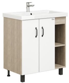 Напольная тумба под раковину Onika Тимбер 108052 80см белый матовый/дуб сонома