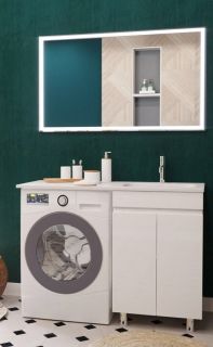 Напольная тумба с раковиной Эстет Barcelona Luxe ФР-00007066 П 120см две двери белый