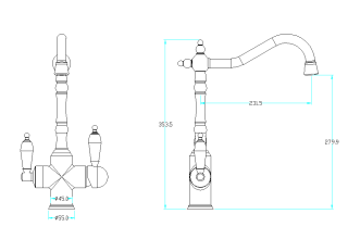Смеситель для раковины Boheme с краном MEDICI Ripresa с черным кристаллом SW_Комплект бронза