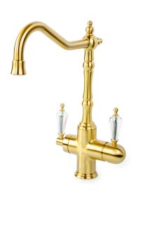 Смеситель для раковины Boheme с краном MEDICI Ripresa с кристаллом SW_Комплект бронза