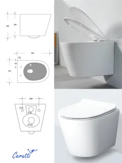 Унитаз подвесной Ceruttispa  LUIGI Aria Tornado CT11101 безободковый со смывом торнадо