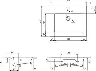 Мебельная раковина Kirovit Оскар 65см белый SD-00000391