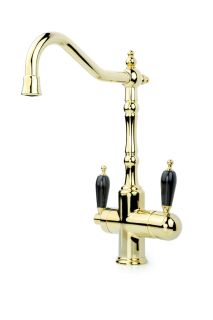 Смеситель для раковины Boheme с краном TRADIZIONALE ORO с черной керамикой_Комплект золото
