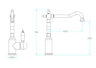 Смеситель для раковины Boheme с краном TRADIZIONALE ORO с ручкой CRYSTAL_Комплект золото