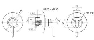Встраиваемый смеситель для душа Paini Brera 74PZ690 чёрный матовый