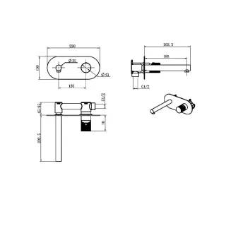Встраиваемый смеситель для раковины Boheme Stick Linea 125-BB.3 чёрный
