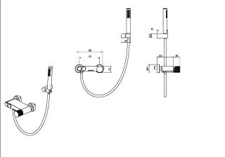 Смеситель для ванны и душа Boheme Stick Linea 123-SGM.3 оружейная сталь