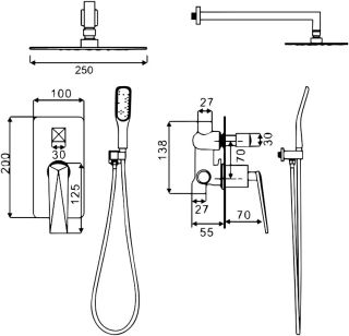 Душевой комплект Boheme Venturo чёрный/золото 384-B