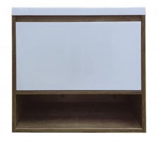 Подвесная тумба под раковину Эстет Monaco Wood ФР-00010678 70см один ящик белый/дуб рустикальный