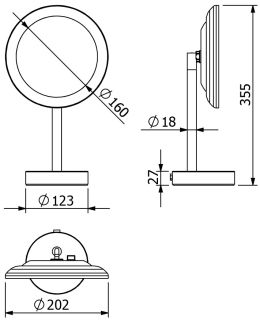 Зеркало косметическое Kludi Vela R 58995N2F с 3-х кратным увеличением и LED-подсветкой сталь оружейная брашированная