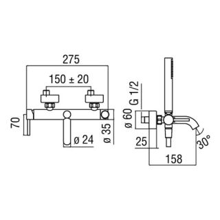 Смеситель Nobili Acquerelli AQ93110CR для ванны с душем