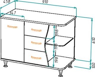 Тумба под раковину Bellezza Рио 90см левая белый/чёрный 00000007195