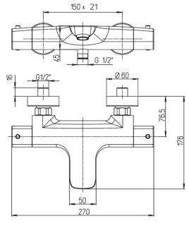 Смеситель для душа Paini Nove 09YO111TH с термостатом чёрный матовый