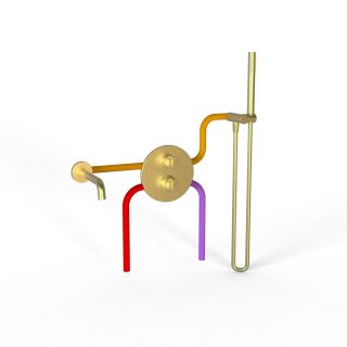 Душевой комплект Paini Cox 78PJSET26911THBATH с термостатом матовое золото