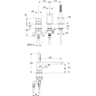 Смеситель на борт ванны Kludi Renon 424483975 чёрный матовый