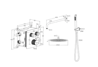 Душевой комплект Milleau Tissage TERMO 2SBIT/801-GB черный