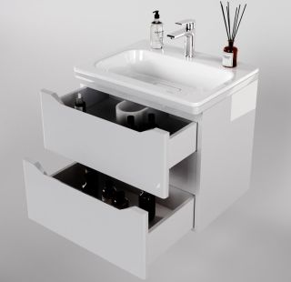 Тумба под раковину Style Line Марелла 70 Люкс Plus СС-00002408 белый глянец