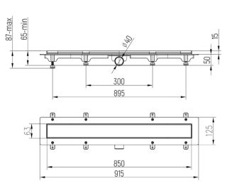 Душевой лоток Paini Klasik CH850KN2 монтаж к стене 85см хром глянец