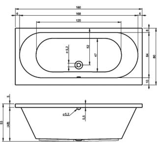 Акриловая ванна Riho Carolina B056001005 180x80см белый