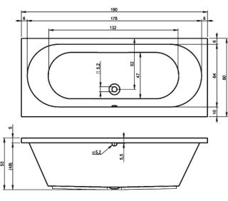 Акриловая ванна Riho Carolina B057001005 190x80см белый