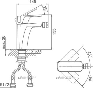 Смеситель для биде DQ Berlin Kunste оранжевый/хром DA1432213