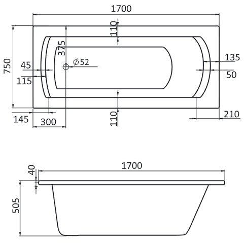 Santek Монако XL 170х75 прямоугольная белая 1WH111980