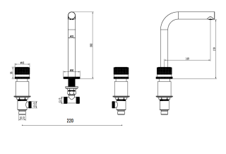 Встраиваемый смеситель для раковины Boheme Stick Linea 152-B.3 чёрный